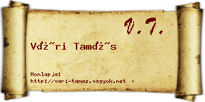 Vári Tamás névjegykártya